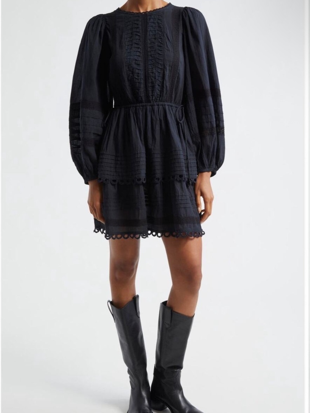 NWT Talulah Puff-Sleeve Mini Dress with Sheer Eyelet Trim Anthropology Brand